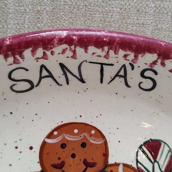 Vintage Santa's Cookies Plate Gingerbread Man Oval Scalloped Dish 1990's - Picture 3 of 9